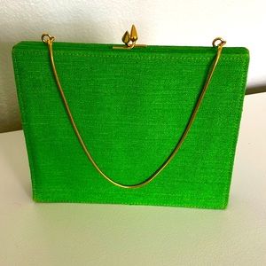 COPY - Vintage purse bright green with matching mirror.